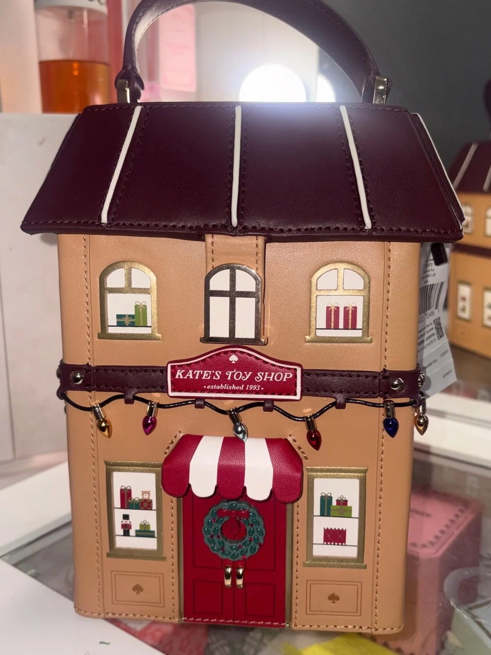 kate spade Tan and Red 'Kate's Toy Shop' Novelty Shoulder Bag